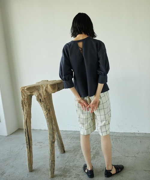 VACANCY（ヴァカンシー）の「2wayハーフスリーブブラウス（シャツ/ブラウス・レディース・ホワイト/ネイビー/グリーン/ブラウン・FREE）」の20枚目の写真