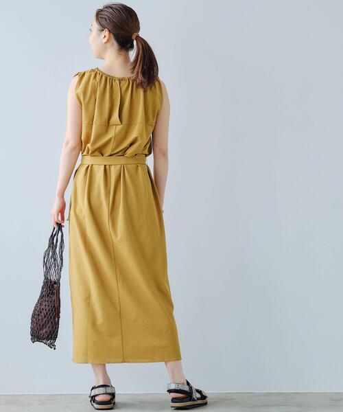 美品✨グリーンレーベルリラクシング　ハードマンズリネン ノースリーブ ワンピース green label relaxing グリーンレーベルリラクシング ドロスト