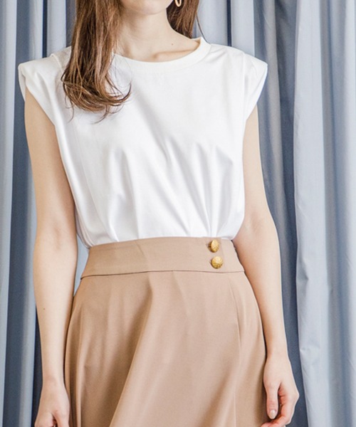 Emma Taylor（エマテイラー）の「パワーショルダートップス（Tシャツ/カットソー・レディース・ブラック/オフホワイト/オレンジ/モカ/ラベンダー・FREE）」の9枚目の写真