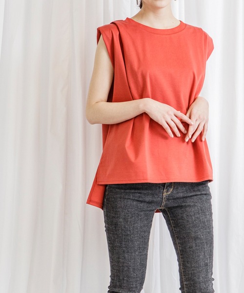 Emma Taylor（エマテイラー）の「パワーショルダートップス（Tシャツ/カットソー・レディース・ブラック/オフホワイト/オレンジ/モカ/ラベンダー・FREE）」の13枚目の写真