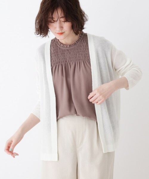 DRESKIP（ドレスキップ）の「◆洗えるトッパーカーディガン（カーディガン/ボレロ・レディース・ネイビー/オフホワイト/ライトベージュ/レモンイエロー・02/03）」の14枚目の写真