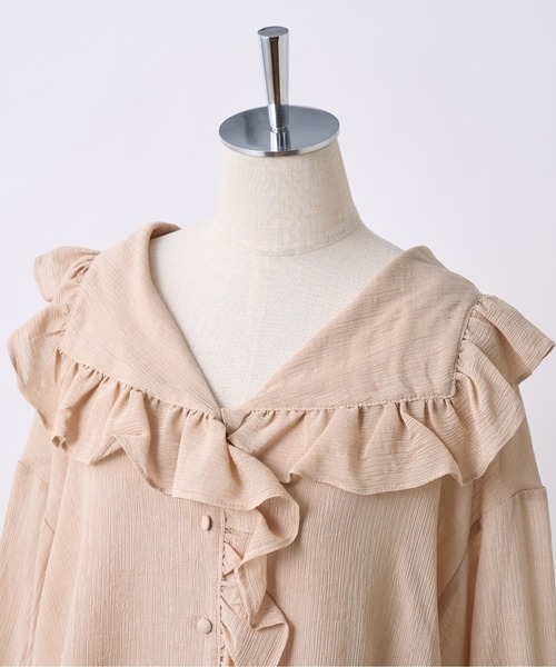 one after another NICE CLAUP（ワンアフターアナザーナイスクラップ）の「楊柳フリルブラウス（シャツ/ブラウス・レディース・オフホワイト/ベージュ/ドット・FREE）」の11枚目の写真