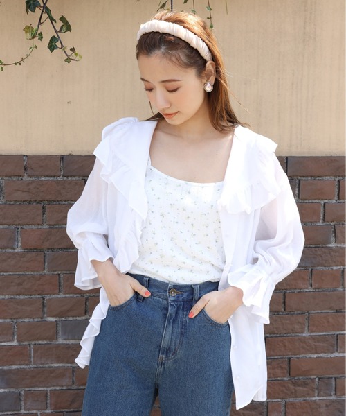 one after another NICE CLAUP（ワンアフターアナザーナイスクラップ）の「楊柳フリルブラウス（シャツ/ブラウス・レディース・オフホワイト/ベージュ/ドット・FREE）」の16枚目の写真