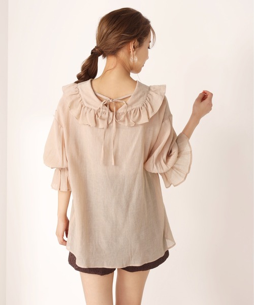 one after another NICE CLAUP（ワンアフターアナザーナイスクラップ）の「楊柳フリルブラウス（シャツ/ブラウス・レディース・オフホワイト/ベージュ/ドット・FREE）」の6枚目の写真