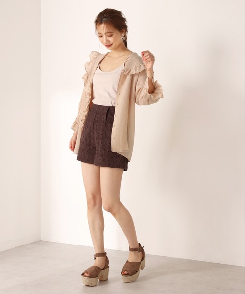 one after another NICE CLAUP（ワンアフターアナザーナイスクラップ）の「楊柳フリルブラウス（シャツ/ブラウス・レディース・オフホワイト/ベージュ/ドット・FREE）」の10枚目の写真