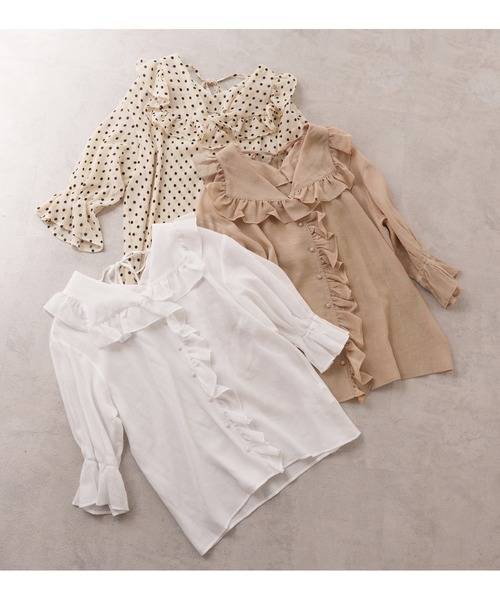 one after another NICE CLAUP（ワンアフターアナザーナイスクラップ）の「楊柳フリルブラウス（シャツ/ブラウス・レディース・オフホワイト/ベージュ/ドット・FREE）」の22枚目の写真