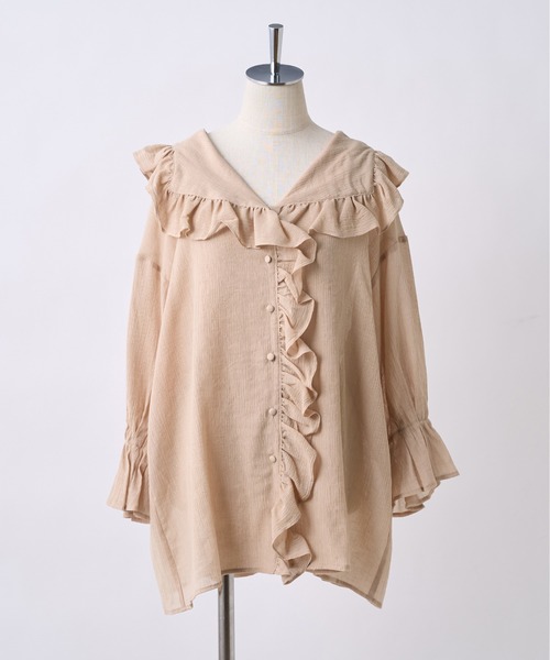 one after another NICE CLAUP（ワンアフターアナザーナイスクラップ）の「楊柳フリルブラウス（シャツ/ブラウス・レディース・オフホワイト/ベージュ/ドット・FREE）」の18枚目の写真