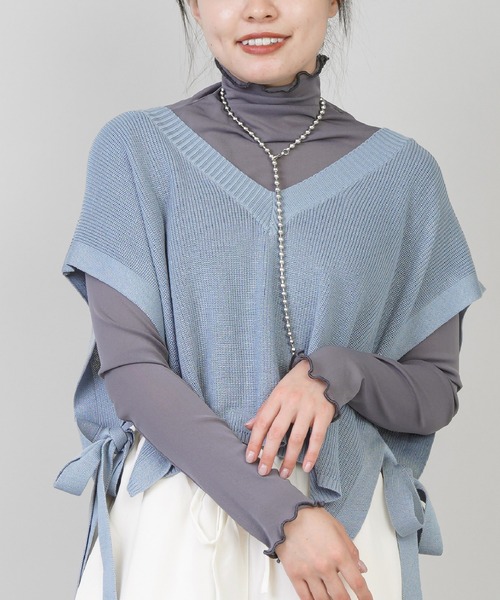 SPINNS(スピンズ)の「シアーメロウタートルネックカットソー(Tシャツ/カットソー・レディース・ブラック/グレー/グリーン系その他/オレンジ/アイボリー・ONESIZE)」の3枚目の写真