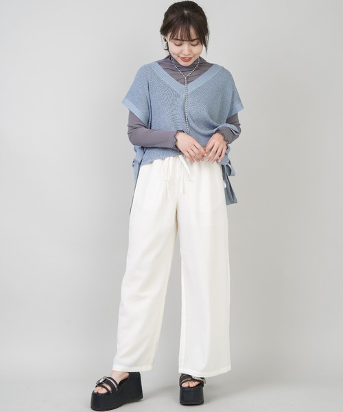 SPINNS(スピンズ)の「シアーメロウタートルネックカットソー(Tシャツ/カットソー・レディース・ブラック/グレー/グリーン系その他/オレンジ/アイボリー・ONESIZE)」の21枚目の写真