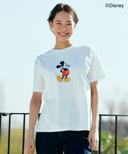 pink adobe（ピンクアドベ）の「◆【Disney】【M-LL】ミッキーマウス　プリントTシャツ（Tシャツ/カットソー・レディース・チャコールグレー/オフホワイト/ピンク系・40/38/42）」の2枚目の写真