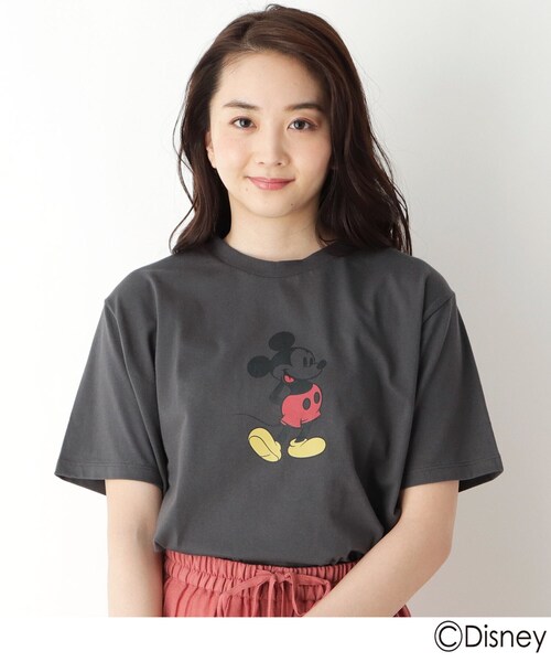 pink adobe（ピンクアドベ）の「◆【Disney】【M-LL】ミッキーマウス　プリントTシャツ（Tシャツ/カットソー・レディース・チャコールグレー/オフホワイト/ピンク系・40/38/42）」の3枚目の写真