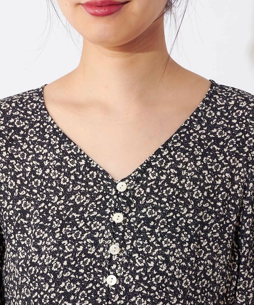 natural couture（ナチュラルクチュール）の「レトロ小花柄パフワンピース（ワンピース・レディース・ブラック/ピンク/グリーン・FREE）」の22枚目の写真