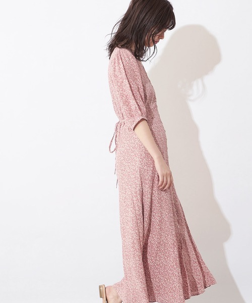 natural couture（ナチュラルクチュール）の「レトロ小花柄パフワンピース（ワンピース・レディース・ブラック/ピンク/グリーン・FREE）」の15枚目の写真