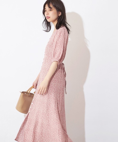 natural couture（ナチュラルクチュール）の「レトロ小花柄パフワンピース（ワンピース・レディース・ブラック/ピンク/グリーン・FREE）」の16枚目の写真