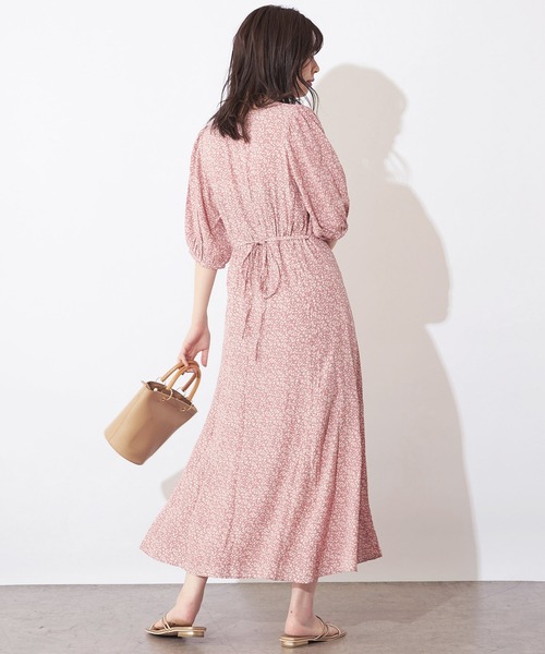 natural couture（ナチュラルクチュール）の「レトロ小花柄パフワンピース（ワンピース・レディース・ブラック/ピンク/グリーン・FREE）」の14枚目の写真