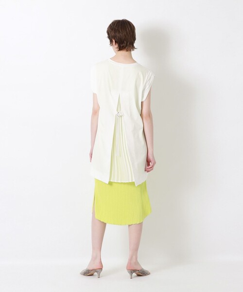 LOVELESS（ラブレス）の「プリーツコンビカットソー（Tシャツ/カットソー・レディース・オフホワイト/ブラック/ライトグリーン・36）」の5枚目の写真