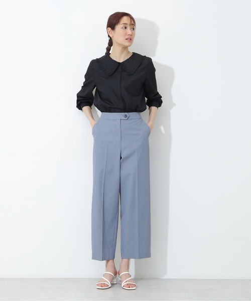 NATURAL BEAUTY BASIC（ナチュラルビューティーベーシック）の「フリルカラーブラウス（シャツ/ブラウス・レディース・ブラック/オフホワイト・MEDIUM/SMALL）」の8枚目の写真