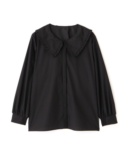 NATURAL BEAUTY BASIC（ナチュラルビューティーベーシック）の「フリルカラーブラウス（シャツ/ブラウス・レディース・ブラック/オフホワイト・MEDIUM/SMALL）」の9枚目の写真