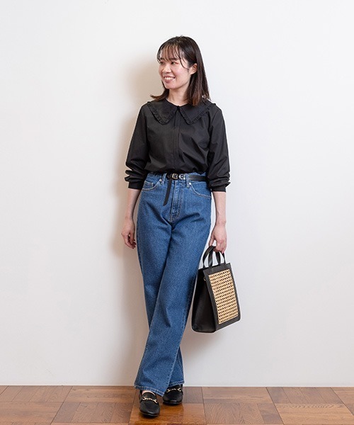 NATURAL BEAUTY BASIC（ナチュラルビューティーベーシック）の「フリルカラーブラウス（シャツ/ブラウス・レディース・ブラック/オフホワイト・MEDIUM/SMALL）」の20枚目の写真