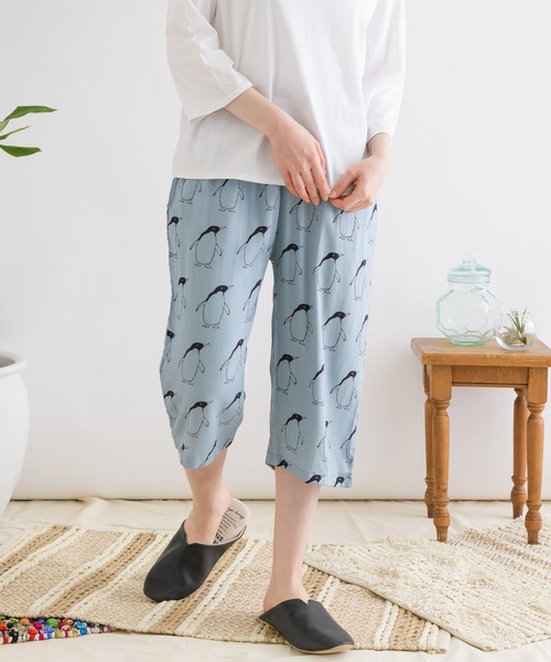 セール シバタさん ターチャン さくらとぶんた ペンギン ハリネズミ クマ シロクマのアニマルプリント ひんやりクールリラックスパンツ ルームウェア パジャマ Paradise Picnic パラダイスピクニック のファッション通販 Zozotown