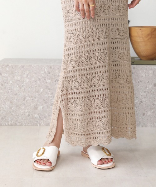 Bab（バブ）の「【WEB限定】クロシェニットロングワンピース（ワンピース・レディース・ブラック/ベージュ・FREE）」の11枚目の写真