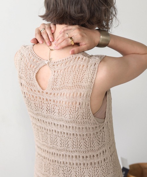 Bab（バブ）の「【WEB限定】クロシェニットロングワンピース（ワンピース・レディース・ブラック/ベージュ・FREE）」の12枚目の写真