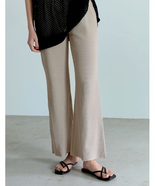 Re:EDIT（リエディ）の「360度ストレッチリブカットキックフレアレギパン（その他パンツ・レディース・ミックスグレー/パープル/ベージュ/キャメル/レッド/ブラック/グリーン/モカ/オフホワイト・AS/AM/LARGE/MEDIUM/SMALL/AL）」の5枚目の写真