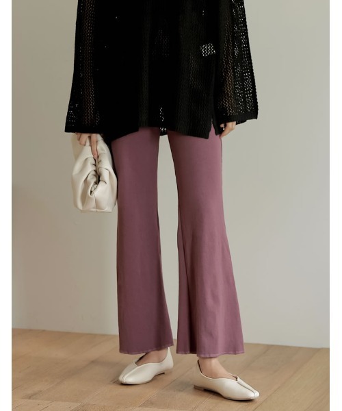 Re:EDIT（リエディ）の「360度ストレッチリブカットキックフレアレギパン（その他パンツ・レディース・ミックスグレー/パープル/ベージュ/キャメル/レッド/ブラック/グリーン/モカ/オフホワイト・AS/AM/LARGE/MEDIUM/SMALL/AL）」の7枚目の写真