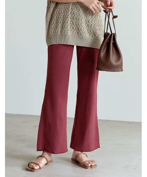 Re:EDIT（リエディ）の「360度ストレッチリブカットキックフレアレギパン（その他パンツ・レディース・ミックスグレー/パープル/ベージュ/キャメル/レッド/ブラック/グリーン/モカ/オフホワイト・AS/AM/LARGE/MEDIUM/SMALL/AL）」の9枚目の写真