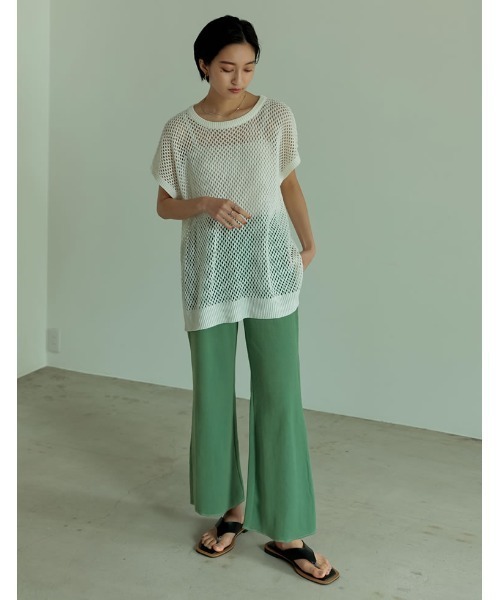 Re:EDIT（リエディ）の「360度ストレッチリブカットキックフレアレギパン（その他パンツ・レディース・ミックスグレー/パープル/ベージュ/キャメル/レッド/ブラック/グリーン/モカ/オフホワイト・AS/AM/LARGE/MEDIUM/SMALL/AL）」の11枚目の写真