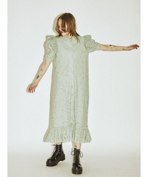 jouetie（ジュエティ）の「フリルショルダーコットンワンピース（ワンピース・レディース・オフホワイト/ブラック/グリーン・MEDIUM）」の19枚目の写真