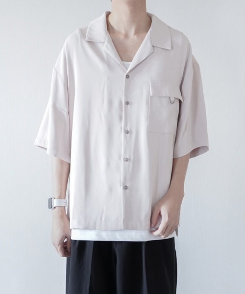 melt.(メルト)の「melt. - Dカンフラップポケットトロミオーバーオープンカラーシャツ(シャツ/ブラウス・メンズ・チャコールグレー/ブルー/グレイッシュベージュ・SMALL/MEDIUM/LARGE)」の1枚目の写真