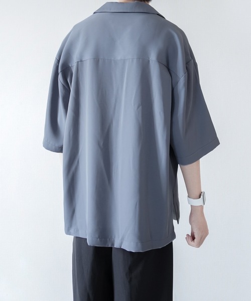 melt.(メルト)の「melt. - Dカンフラップポケットトロミオーバーオープンカラーシャツ(シャツ/ブラウス・メンズ・チャコールグレー/ブルー/グレイッシュベージュ・SMALL/MEDIUM/LARGE)」の8枚目の写真