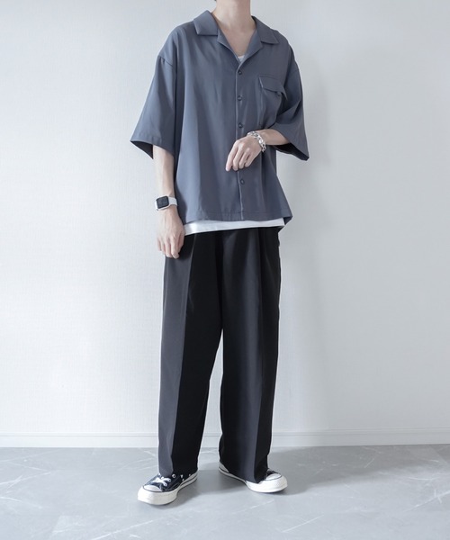 melt.(メルト)の「melt. - Dカンフラップポケットトロミオーバーオープンカラーシャツ(シャツ/ブラウス・メンズ・チャコールグレー/ブルー/グレイッシュベージュ・SMALL/MEDIUM/LARGE)」の21枚目の写真