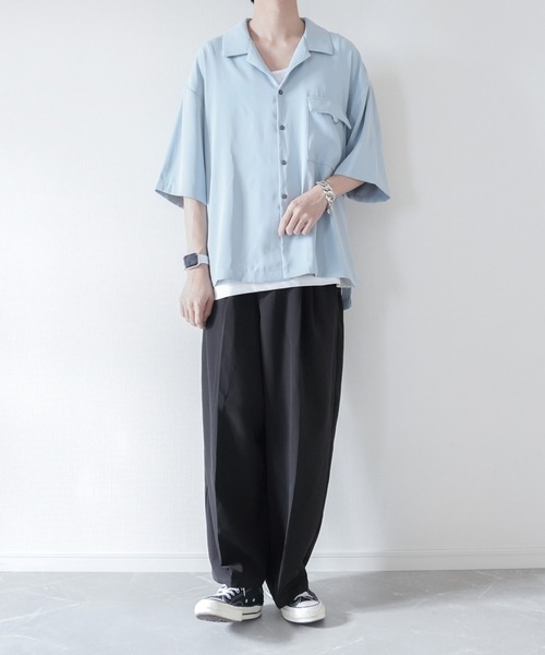 melt.(メルト)の「melt. - Dカンフラップポケットトロミオーバーオープンカラーシャツ(シャツ/ブラウス・メンズ・チャコールグレー/ブルー/グレイッシュベージュ・SMALL/MEDIUM/LARGE)」の13枚目の写真