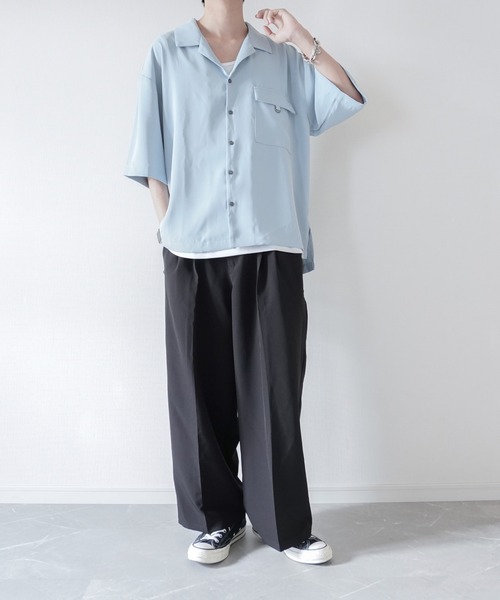 melt.(メルト)の「melt. - Dカンフラップポケットトロミオーバーオープンカラーシャツ(シャツ/ブラウス・メンズ・チャコールグレー/ブルー/グレイッシュベージュ・SMALL/MEDIUM/LARGE)」の17枚目の写真