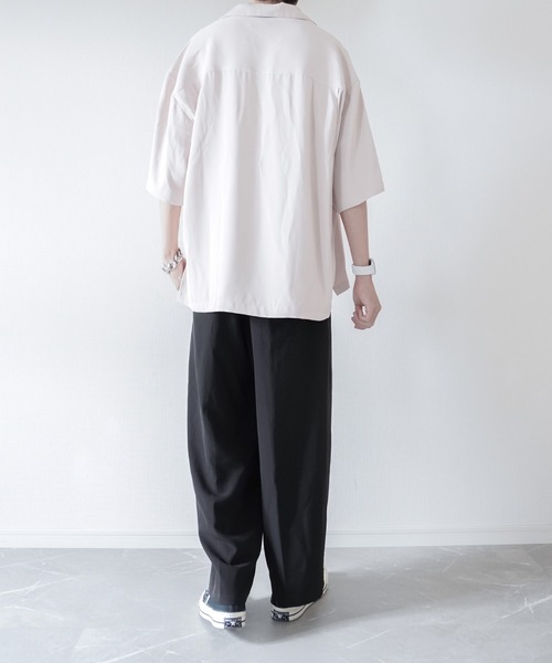 melt.(メルト)の「melt. - Dカンフラップポケットトロミオーバーオープンカラーシャツ(シャツ/ブラウス・メンズ・チャコールグレー/ブルー/グレイッシュベージュ・SMALL/MEDIUM/LARGE)」の4枚目の写真