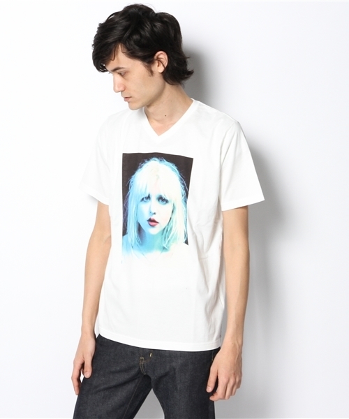 HYSTERIC GLAMOUR(ヒステリックグラマー)の「CL/SWEETHEARTS pt VネックT-SH(Tシャツ/カットソー・メンズ・ホワイト/ピンク/ブラック・SMALL/MEDIUM/LARGE)」の2枚目の写真