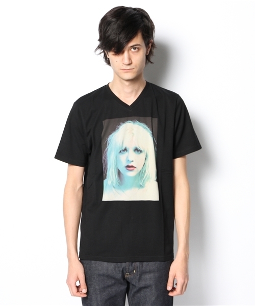 HYSTERIC GLAMOUR(ヒステリックグラマー)の「CL/SWEETHEARTS pt VネックT-SH(Tシャツ/カットソー・メンズ・ホワイト/ピンク/ブラック・SMALL/MEDIUM/LARGE)」の4枚目の写真