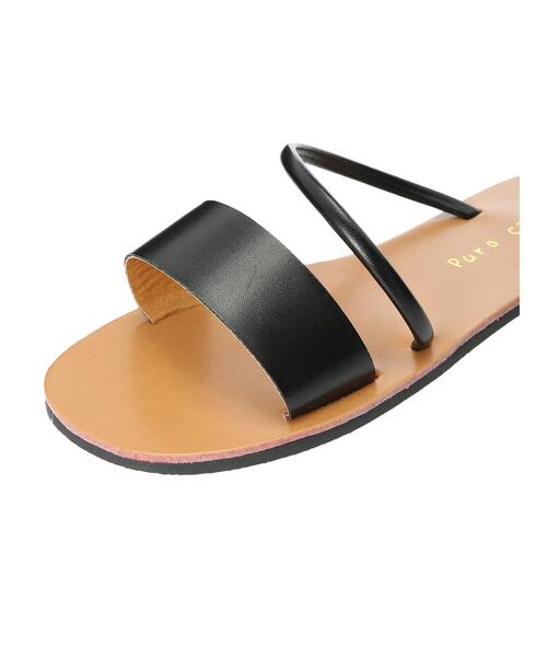 Green　Parks（グリーンパークス）の「【WEB限定サイズあり】・ダブルストラップフラットサンダル＊（サンダル・レディース・ブラック/アイボリー・LL/S/M/L）」の9枚目の写真