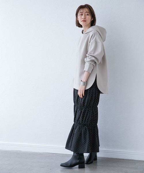 A part by（アパートバイ）の「ボンディングラウンドパーカー　218264（パーカー・レディース・チャコールグレー/ライトブルー/アイボリー・FREE）」の9枚目の写真