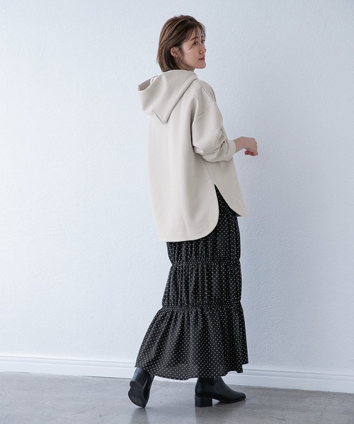 A part by（アパートバイ）の「ボンディングラウンドパーカー　218264（パーカー・レディース・チャコールグレー/ライトブルー/アイボリー・FREE）」の15枚目の写真