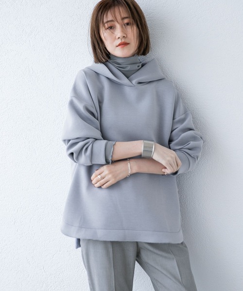 A part by（アパートバイ）の「ボンディングラウンドパーカー　218264（パーカー・レディース・チャコールグレー/ライトブルー/アイボリー・FREE）」の5枚目の写真