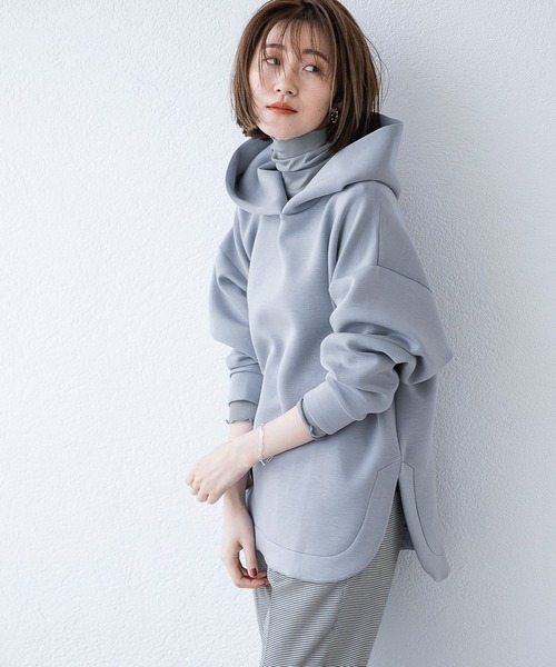 A part by（アパートバイ）の「ボンディングラウンドパーカー　218264（パーカー・レディース・チャコールグレー/ライトブルー/アイボリー・FREE）」の20枚目の写真