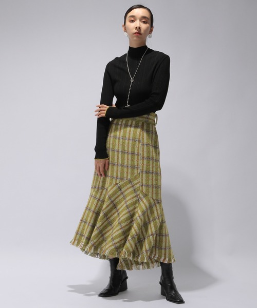 HARE（ハレ）の「ハイネックランダムニット(HARE)（ニット/セーター・レディース・ブラック/ブラウン/グレー/グリーン・FREE）」の7枚目の写真