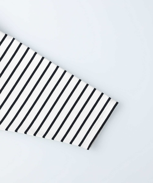 HONEYSUCKLE ROSE（ハニーサックルローズ）の「【HONEYSUCKLE ROSE】ボーダークルーロンＴ（Tシャツ/カットソー・レディース・ホワイト×ネイビー/ホワイト×カーキブラウン・M/S/L）」の8枚目の写真