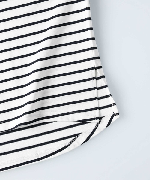 HONEYSUCKLE ROSE（ハニーサックルローズ）の「【HONEYSUCKLE ROSE】ボーダークルーロンＴ（Tシャツ/カットソー・レディース・ホワイト×ネイビー/ホワイト×カーキブラウン・M/S/L）」の9枚目の写真