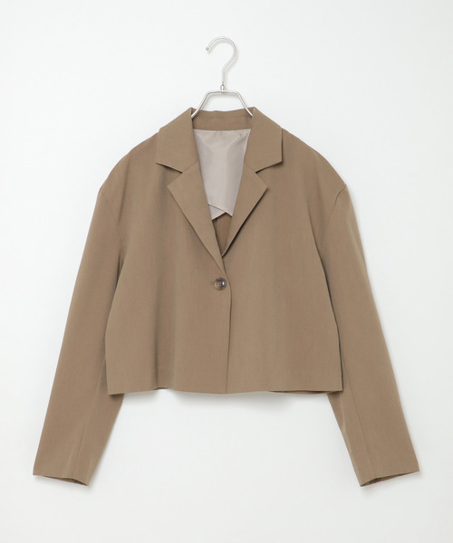 VENCEEXCHANGE(ヴァンスエクスチェンジ)の「【セットアップ対応】ショート丈テーラードジャケット 無地&チェック柄(テーラードジャケット・レディース・ブラック/ブラウン/その他・M)」の1枚目の写真