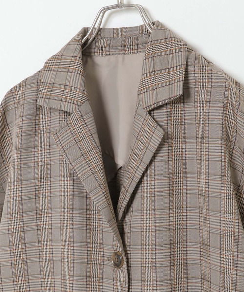 VENCEEXCHANGE(ヴァンスエクスチェンジ)の「【セットアップ対応】ショート丈テーラードジャケット 無地&チェック柄(テーラードジャケット・レディース・ブラック/ブラウン/その他・M)」の6枚目の写真