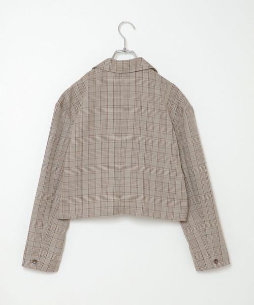 VENCEEXCHANGE(ヴァンスエクスチェンジ)の「【セットアップ対応】ショート丈テーラードジャケット 無地&チェック柄(テーラードジャケット・レディース・ブラック/ブラウン/その他・M)」の9枚目の写真